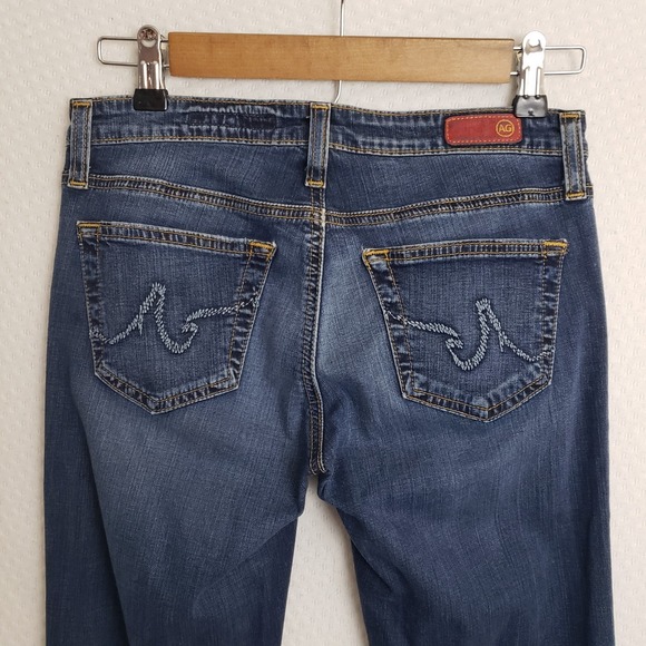 AG Adriano Goldschmied The Angel Boot Cut Jeans Dark Wash Blue 26x33 Raw Hem EUC - Picture 10 of 13